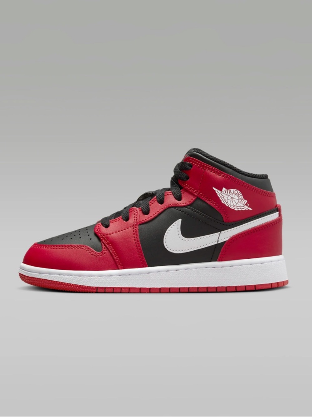 NIB [Jordan] 1 Mid Mid-Top Sneakers Shoes Red Black White Youth 6.5 / Women’s 8